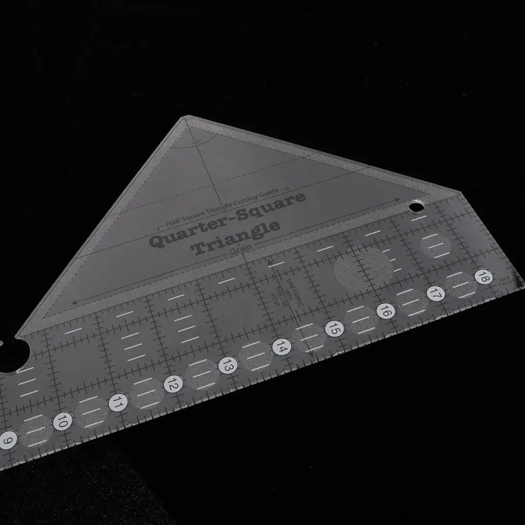Multipurpose Clear Acrylic Quilting Ruler – Double Strip & Triangle Template, 18.5" x 7"