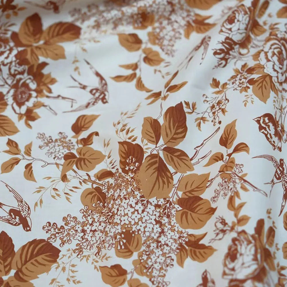 Vintage European Rose Print 100% Cotton Poplin Fabric — 145cm Wide
