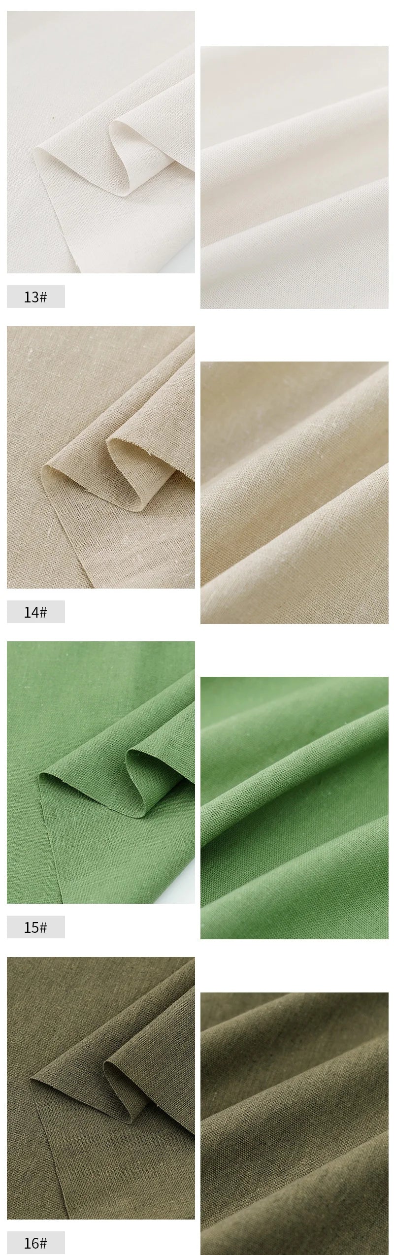 Solid Color Cotton-Linen Blend Fabric – 195 g/m², 135 cm Wide
