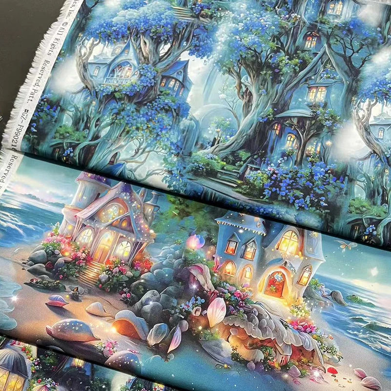 HD Digital Print Cotton Fabric | Fairy Tale Elf Design | Sold by Half Meter