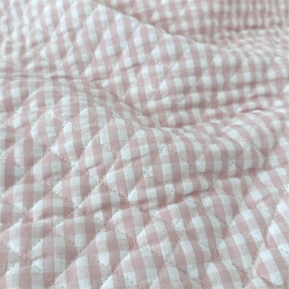 Quilted Cotton Padded Composite Fabric – 57" × 20" Color-Block Plaid Panel | Clothing Lining & Cushion Sewing