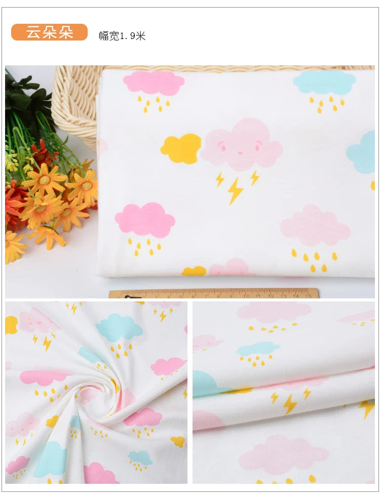 100% Cotton Knitted Print Fabric | 185 g/m² | 90×50cm | Baby Clothes, Bedding & Pajamas