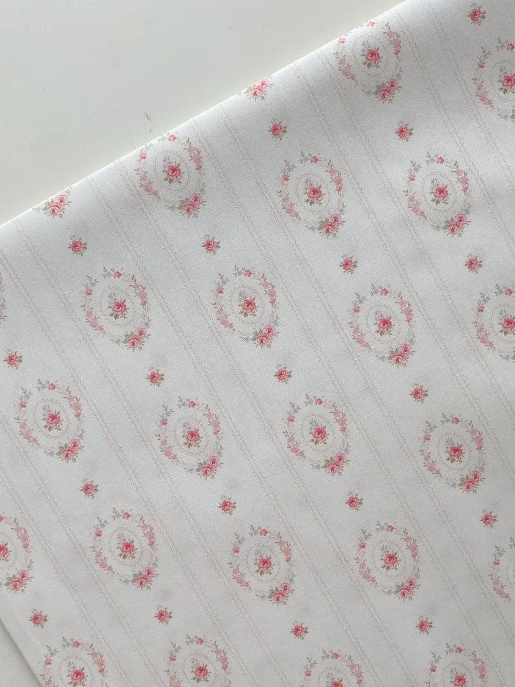 Floral Rose Print Cotton Blend Fabric — 145cm Wide | Shirts, Pajamas & Doll Clothes