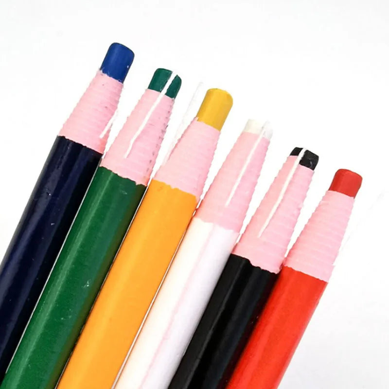 Water-Soluble Sewing Chalk Pencil with Brush Holder – Wood Body, Erasable Fabric Marker