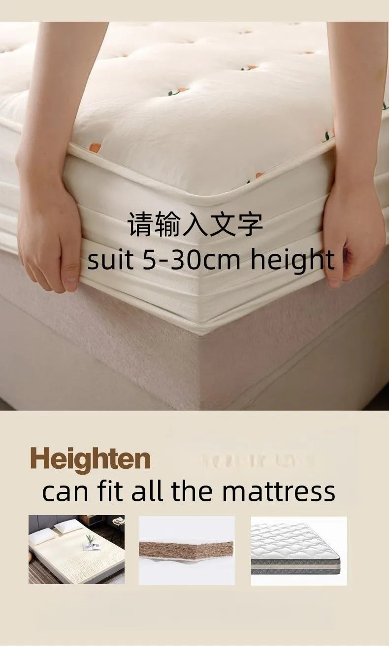 Super Thick Quilted Embroidered Mattress Pad Cover – Single, Queen & King Sizes