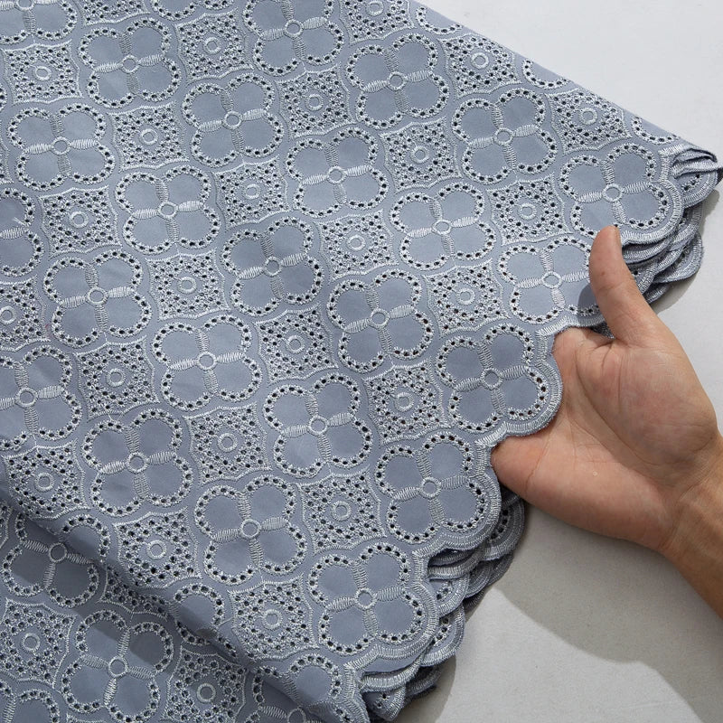 African Swiss Voile Cotton Lace Fabric – 5 Yards | Nigerian Embroidered Lace for Men’s & Women’s Clothing & DIY Sewing