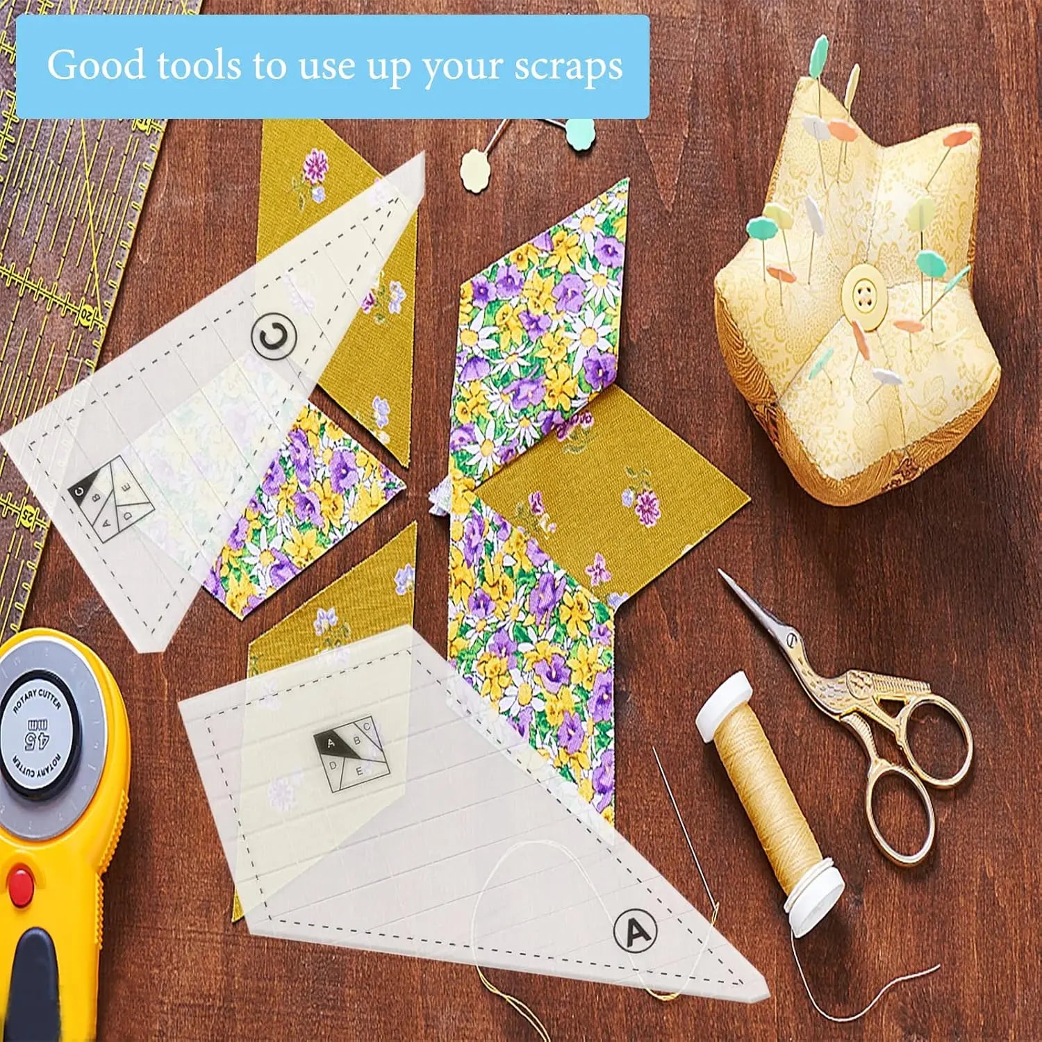 5-Piece Acrylic Quilting Ruler Template Set - DIY Patchwork & Cutting Templates