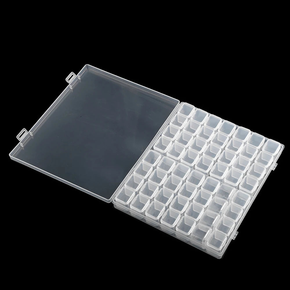 Caja de almacenamiento para Diamond Painting — Organizador de 28 a 64 compartimentos para abalorios, cuentas y materiales de manualidades
