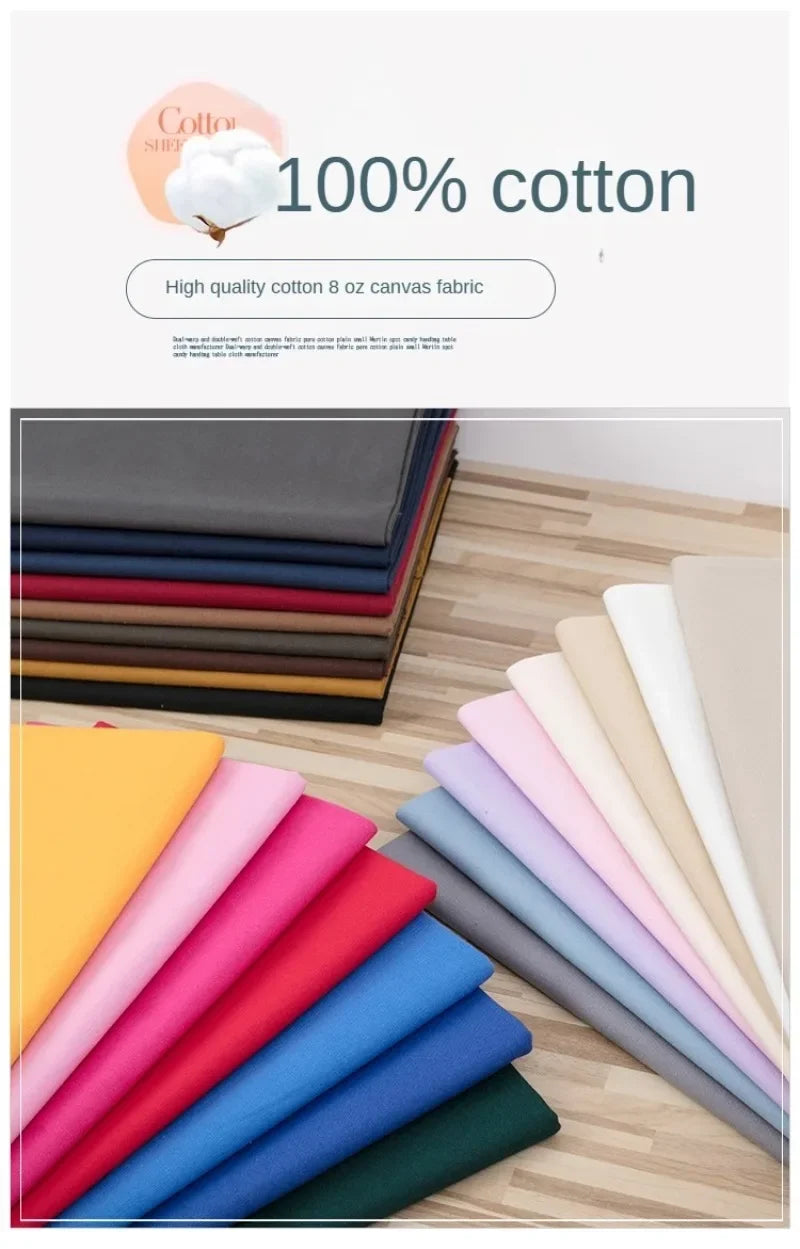 Solid Color 100% Cotton Canvas Fabric – 145cm Wide, Sold by 50cm – For Bags, Upholstery, Quilting & Home Décor