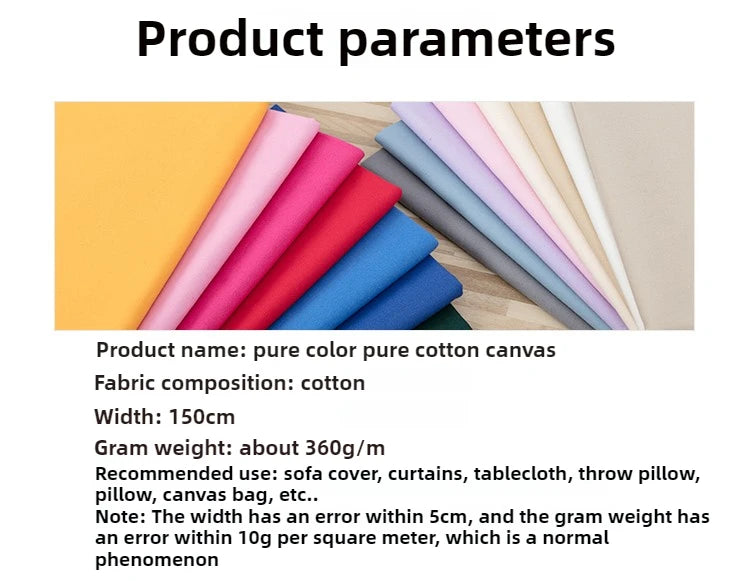 100% Cotton Canvas Fabric – 150cm Wide | Heavy-Duty Plain Weave for Bags, Sofas & Home Décor