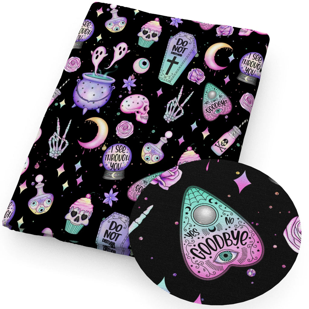 Tela estampada de Halloween y gótica novedosa – Cortada a pedido | 50×145cm (19.7"×57") | Satén, Algodón y Tejido de punto