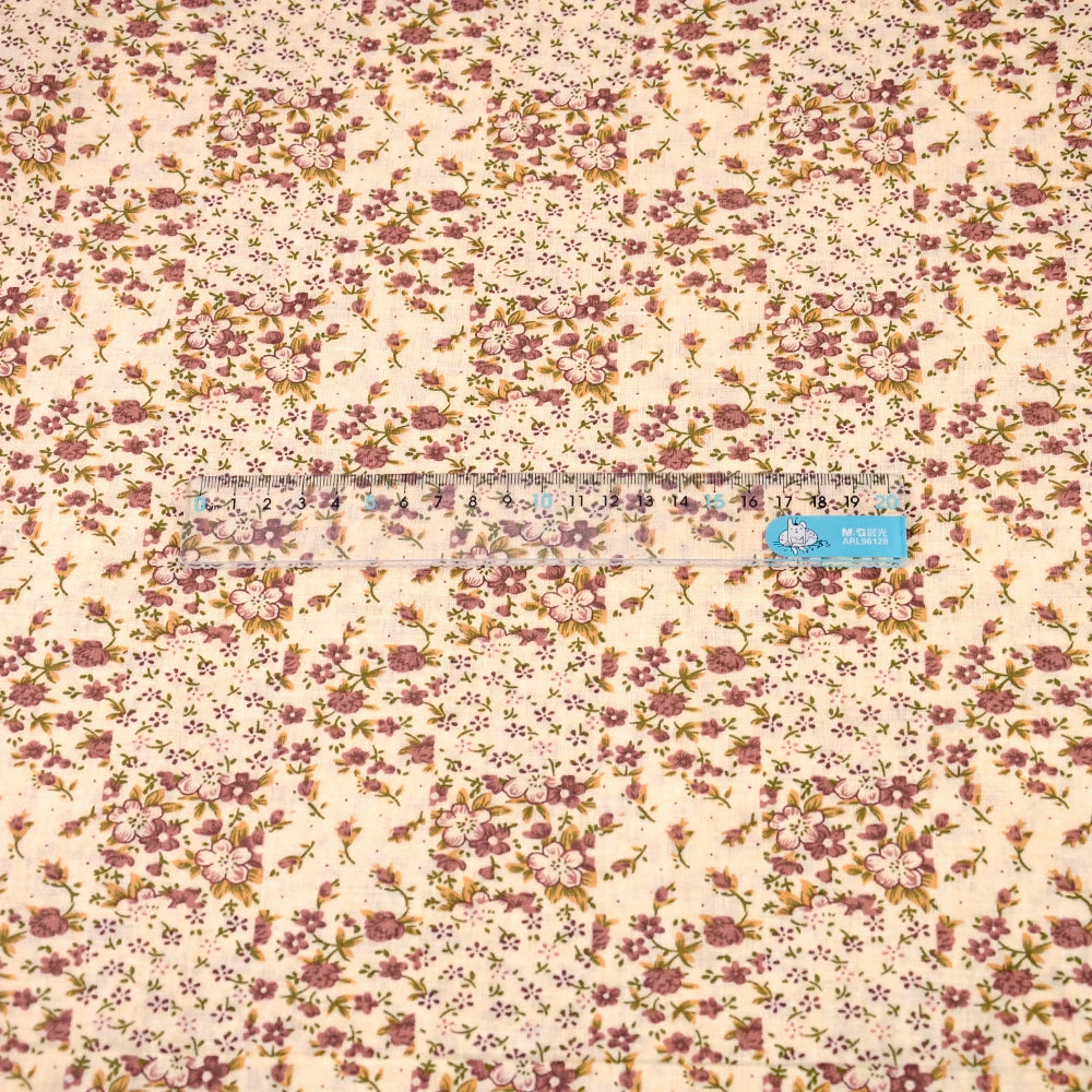Booksew Yellow & Pink Floral Cotton Fabric – Thin Woven, 150cm Wide