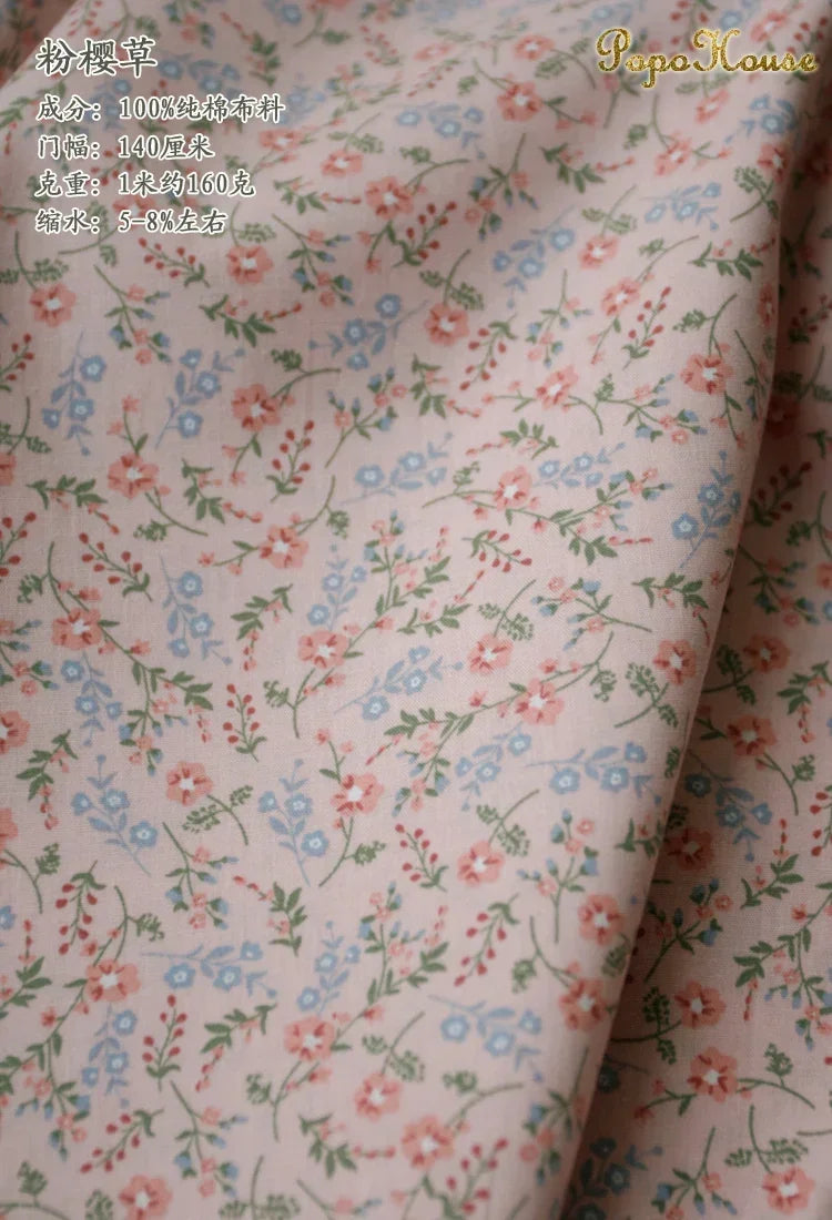 145cm Floral Cotton Poplin Fabric, 50cm Piece