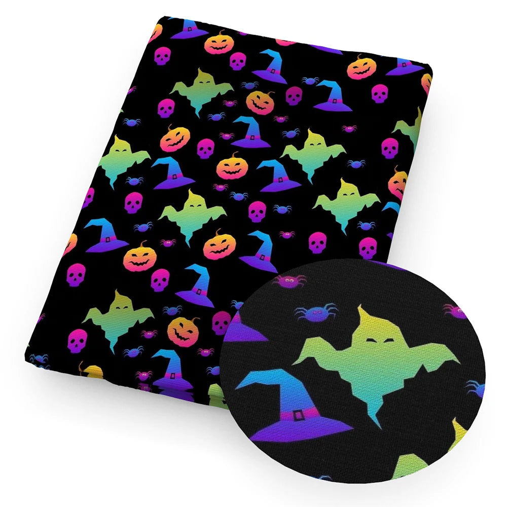 Halloween Quilting Fabric – Star, Bat & Cat Print 50×145cm Fat Quarter