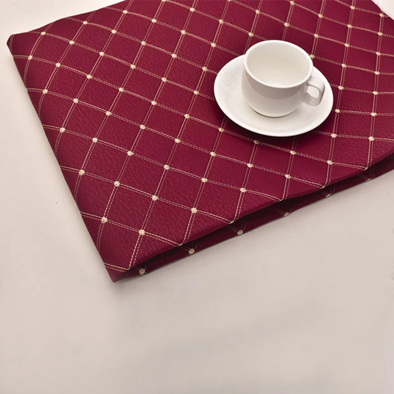 Thick Quilted Embroidered Plaid Fabric – 55" × 39" Panel | Sofa, Home Décor & DIY Sewing (10 Colors)
