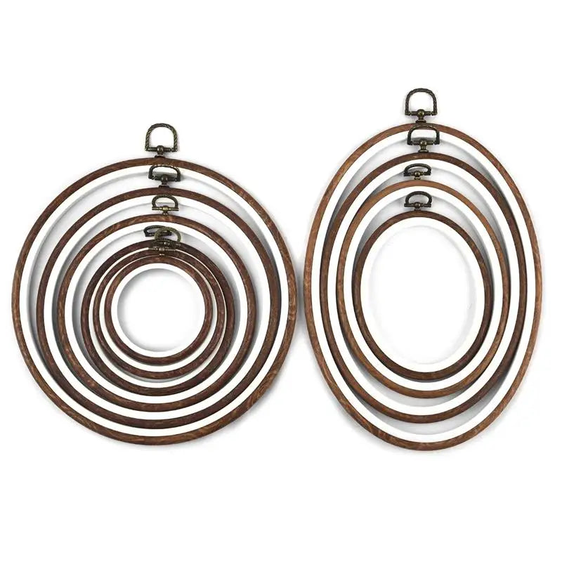 Wood-Grain Embroidery Hoop – Round & Oval Sizes