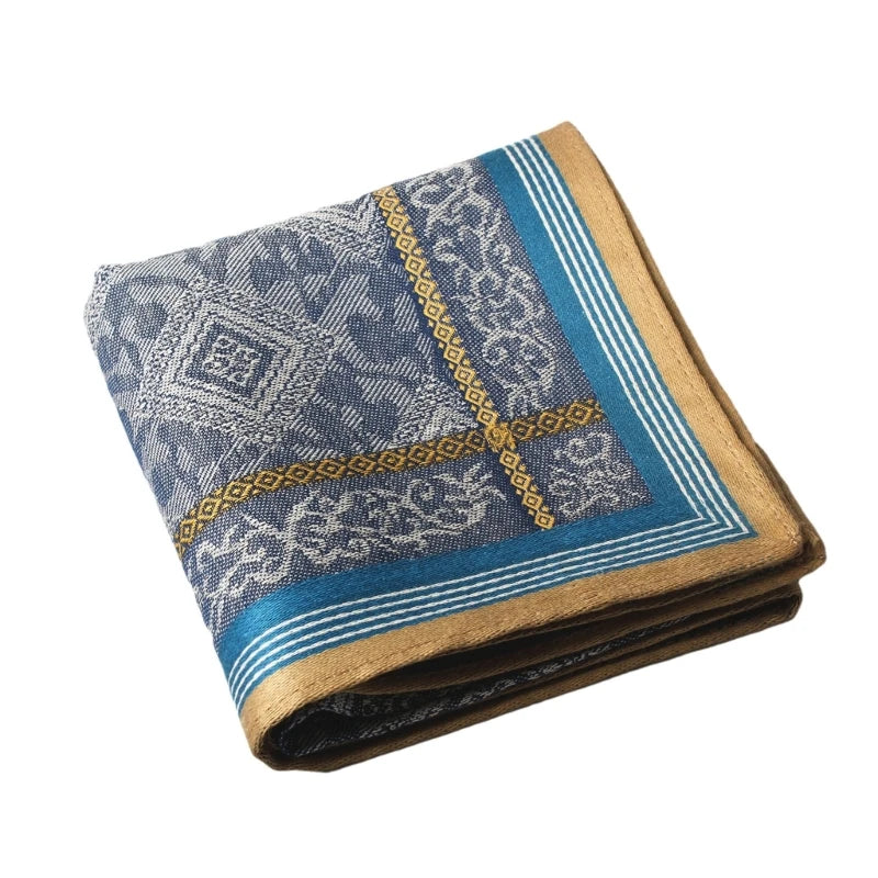 Cotton Jacquard Handkerchief – Elegant Printed Pattern | Soft & Sweat-Absorbing | 43x43cm