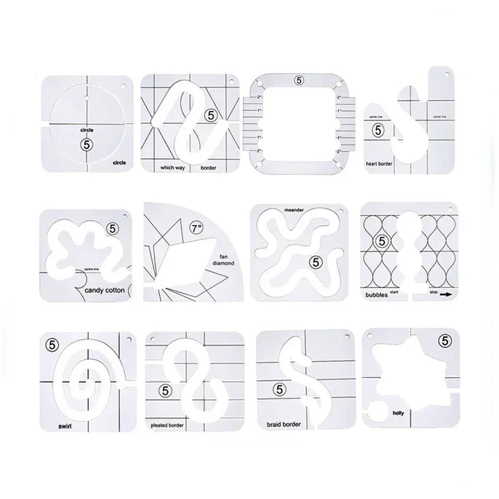 Quilting Tools Patchwork Ruler & Templates Set