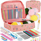 Juego de ganchillos ergonómicos y kit para principiantes — Lana, agujas de acero y suministros de tejido | 8 tipos