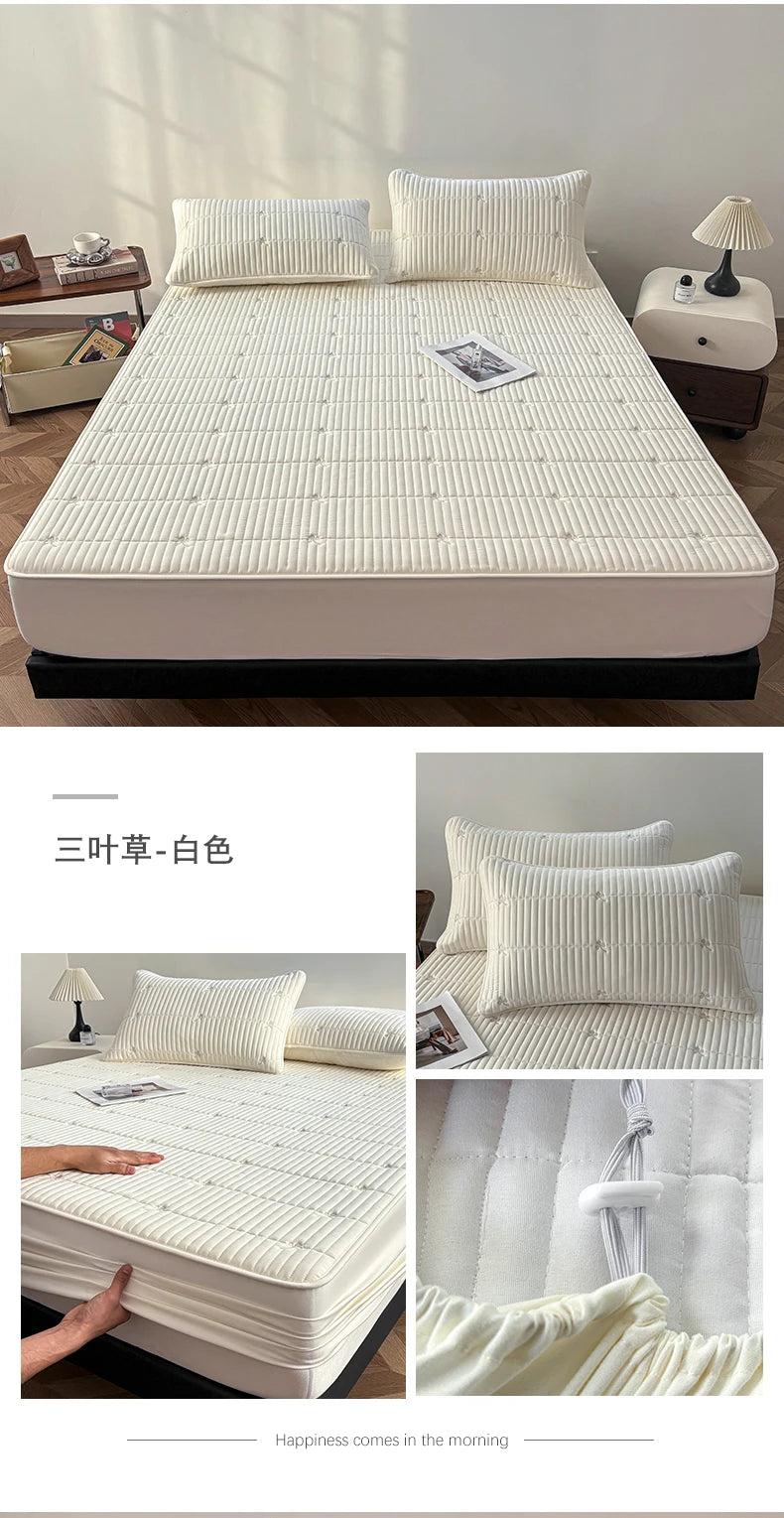 Waterproof Quilted Mattress Protector – 360° Deep Pocket, TPU Waterproof, Breathable Microfiber, Single to Super King