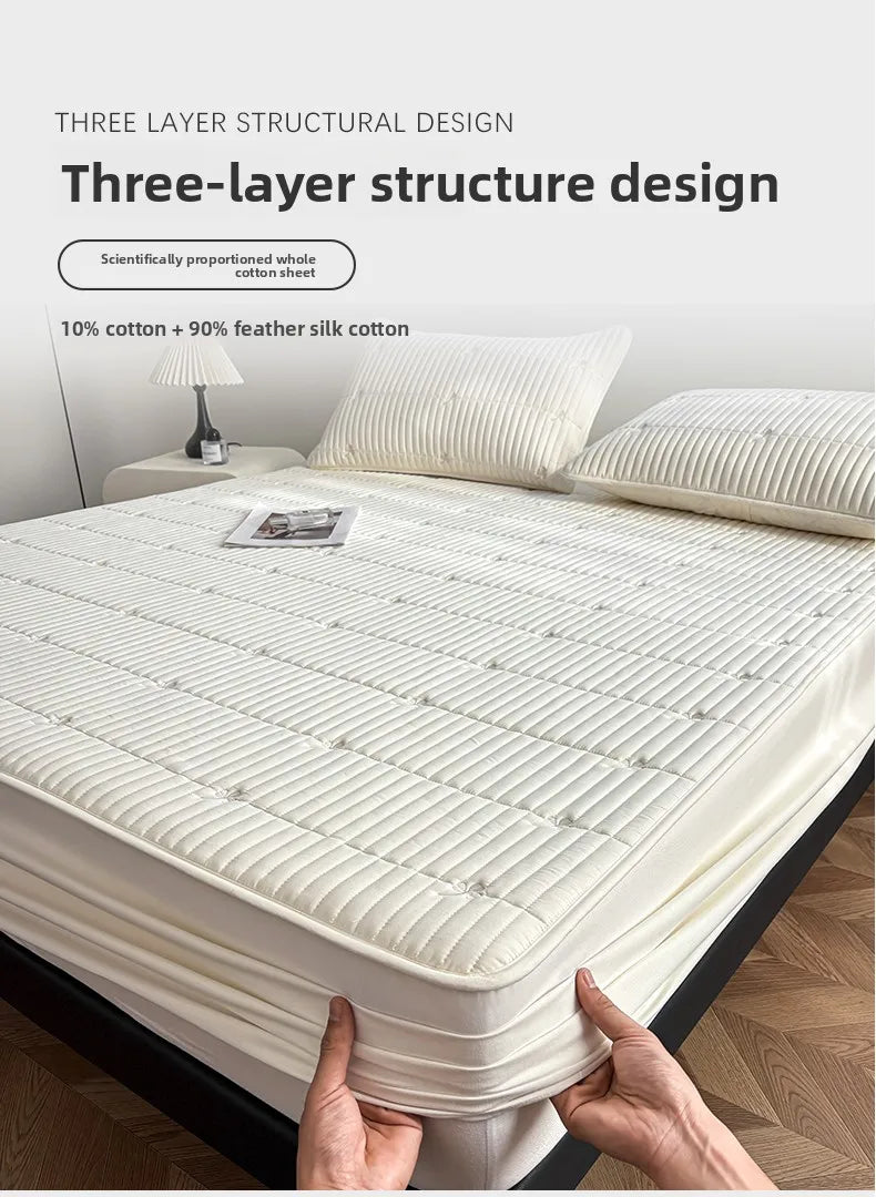 Waterproof Quilted Mattress Protector – 360° Deep Pocket, TPU Waterproof, Breathable Microfiber, Single to Super King