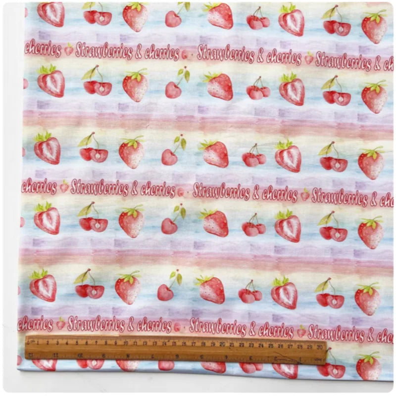 Strawberry Watermelon Print Pure Cotton Fabric For Making Shirts Dress Handmade Baby Clothing, T85