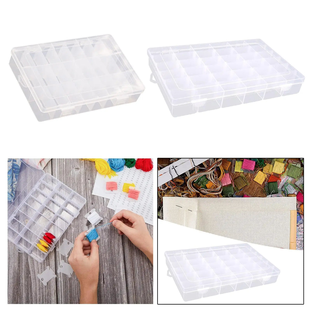 Sewing Thread Storage Box Organizer Portable Compartments Carry Case Empty Threads Spools Box for Beads Embroidery Threads