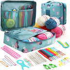 Juego de ganchillos ergonómicos y kit para principiantes — Lana, agujas de acero y suministros de tejido | 8 tipos