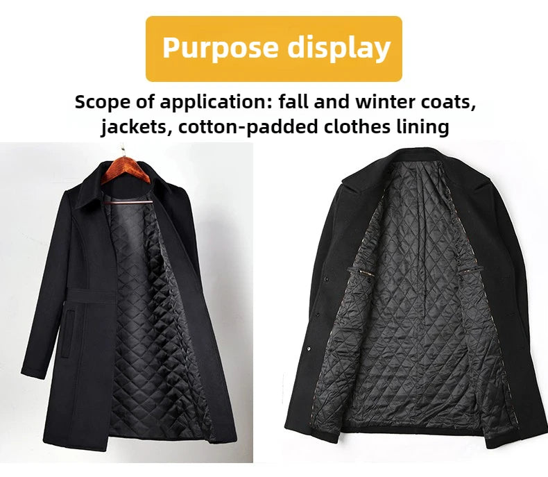 Thickened Quilted Lining Fabric – 59" Wide Polyester Geometric Liner for Coats, Jackets & Vests (Sold by the Meter)