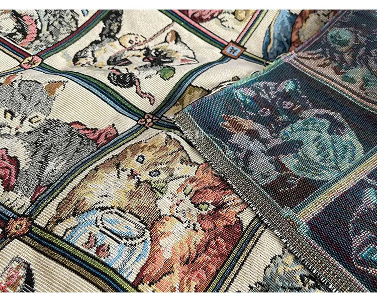 Tela de brocado con estampado de gato bonito – 150 cm de ancho, cortado a pedido (incrementos de 50 cm)