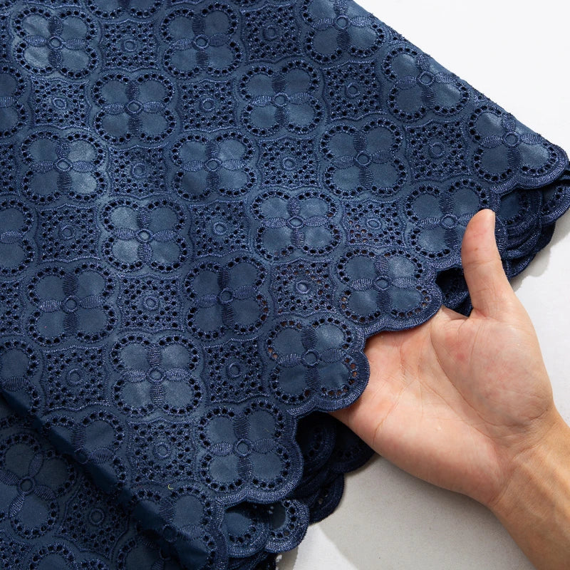 African Swiss Voile Cotton Lace Fabric – 5 Yards | Nigerian Embroidered Lace for Men’s & Women’s Clothing & DIY Sewing