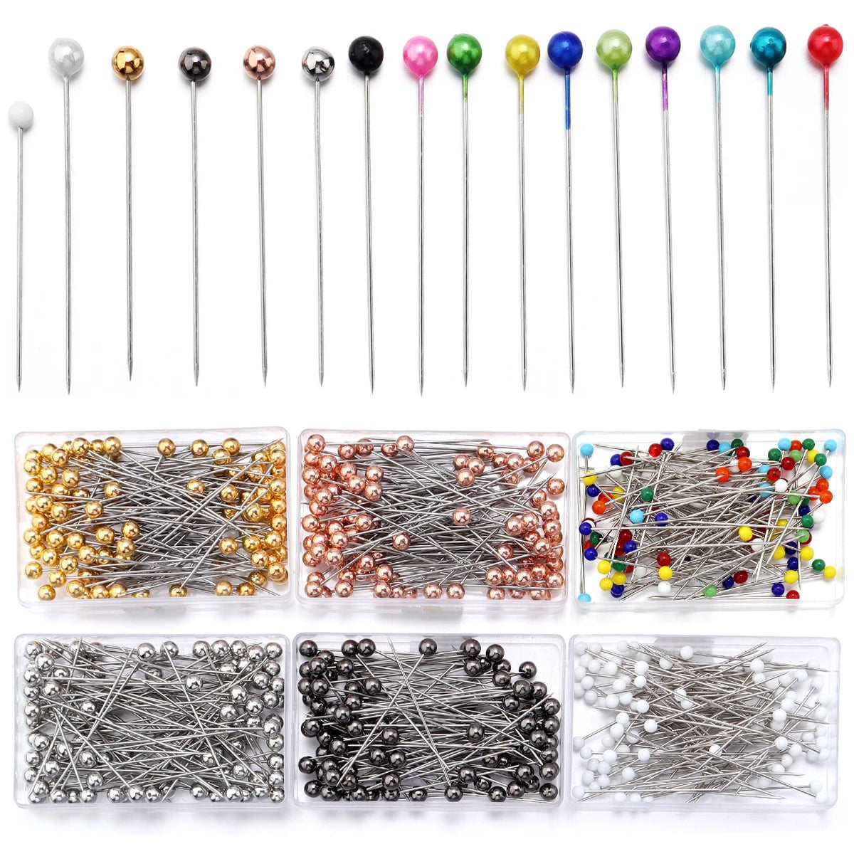 100-Piece Color Ball Head Sewing Pins — Stainless Steel Quilting & Fabric Pins