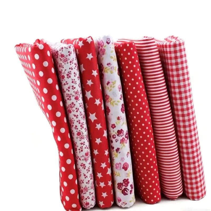 7-Piece Patchwork Cotton Fabric Set – Digital Printed Quilting Squares