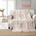 CHAUSUB Handmade Patchwork Cotton Quilt – Floral Print Bedspread, Twin to Super King