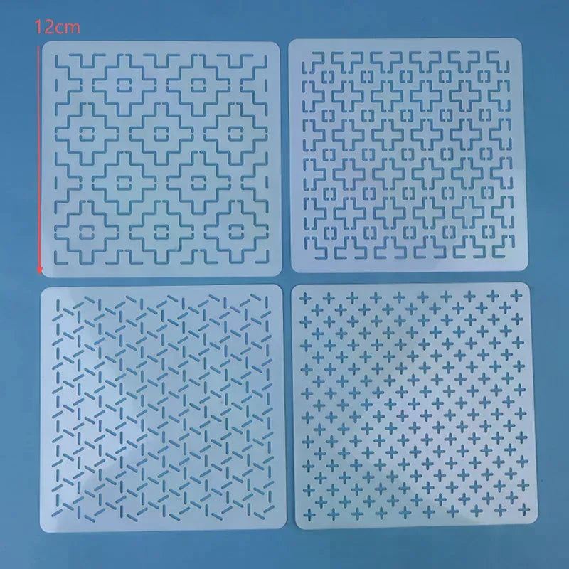 PET Embroidery & Quilting Stencil Templates – Reusable Pattern Stencils for Fabric Crafts (8 or 12 pcs)