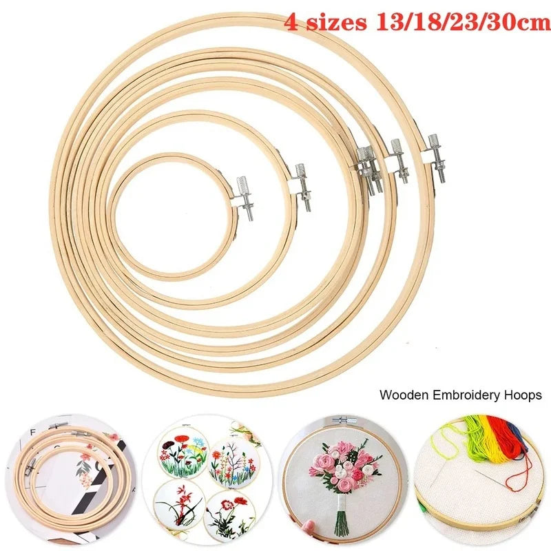 Round Bamboo Embroidery Hoops — Set of 10 (3–12 inch)
