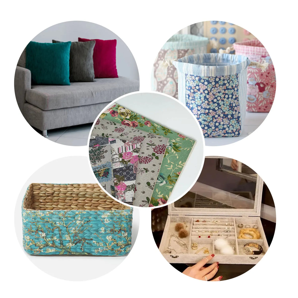 Retro Floral Print Self-Adhesive Linen Cotton Fabric Roll – 50x145cm | DIY Crafts, Jewelry Box & Furniture Repair