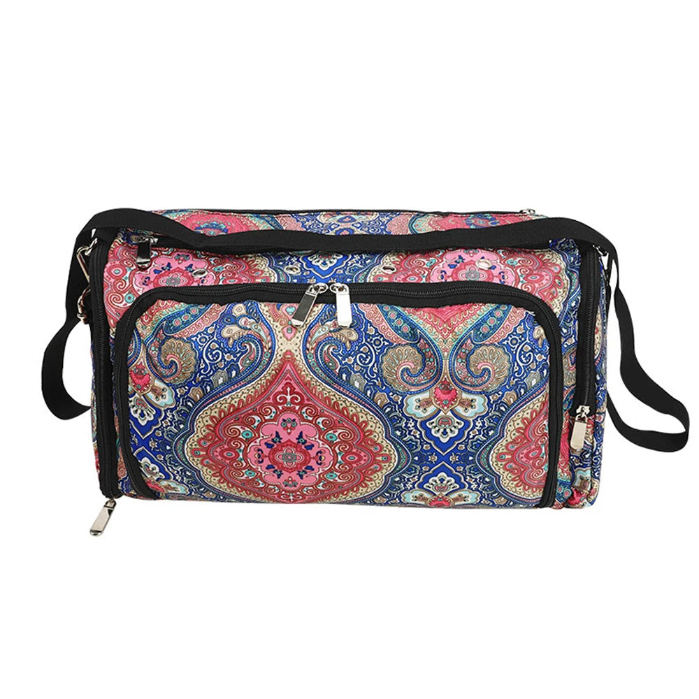 Bolsa de almacenamiento de hilo y ganchillo con estampado Paisley – Estuche organizador de punto (37×20×21cm)