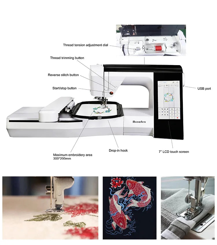 ROSATEX RS-777 High Speed Household Computerized Embroidery Machine – 85W, Flat-Bed Chain Stitch