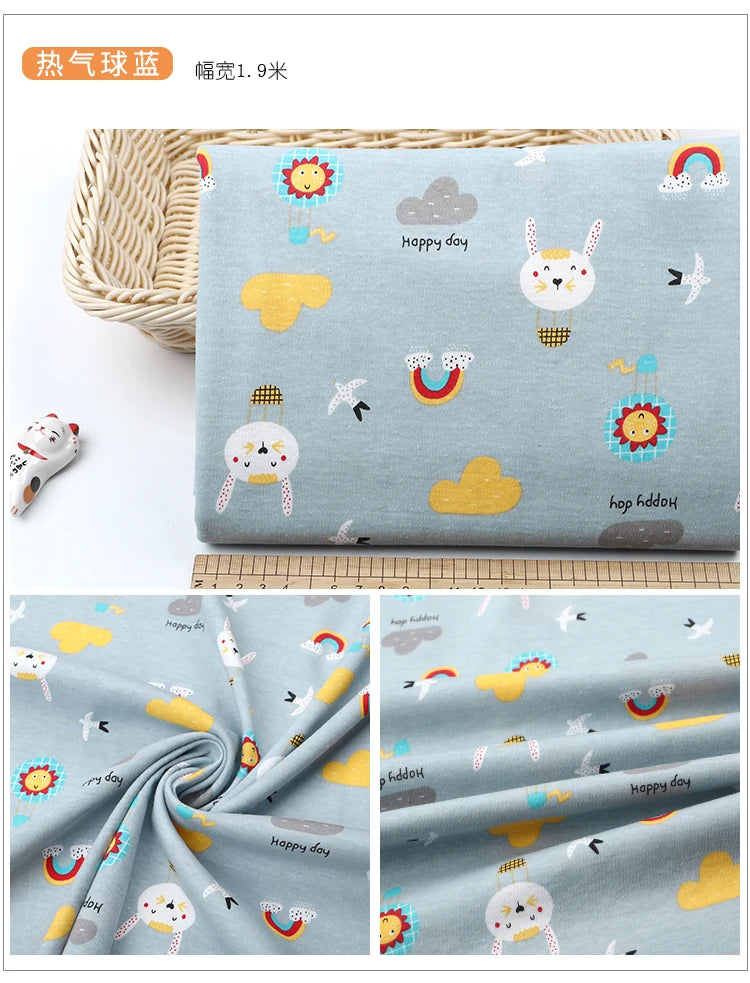 100% Cotton Knitted Print Fabric | 185 g/m² | 90×50cm | Baby Clothes, Bedding & Pajamas
