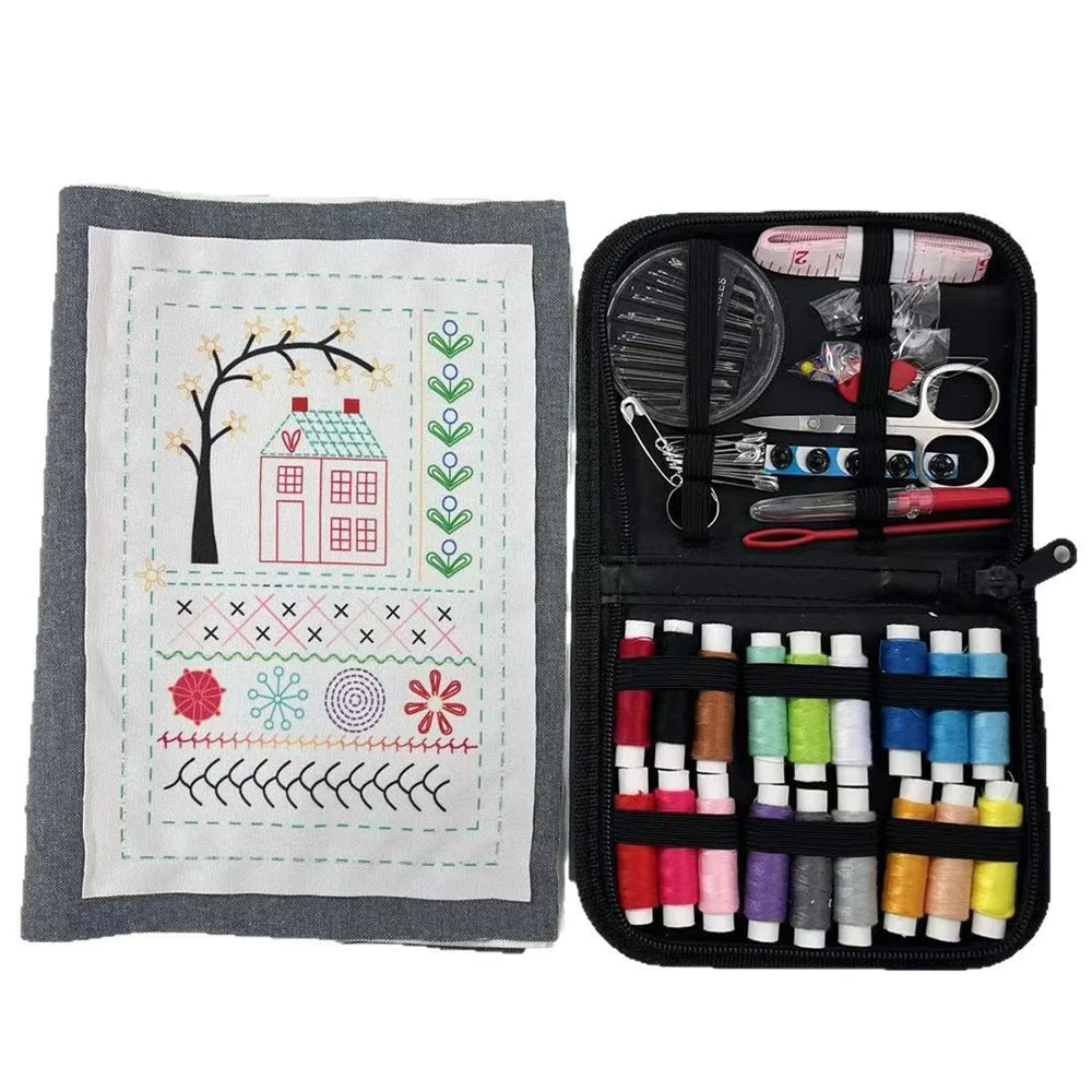 Complete Beginner Embroidery Stitch Book Kit with Full Toolkit & Zippered Case