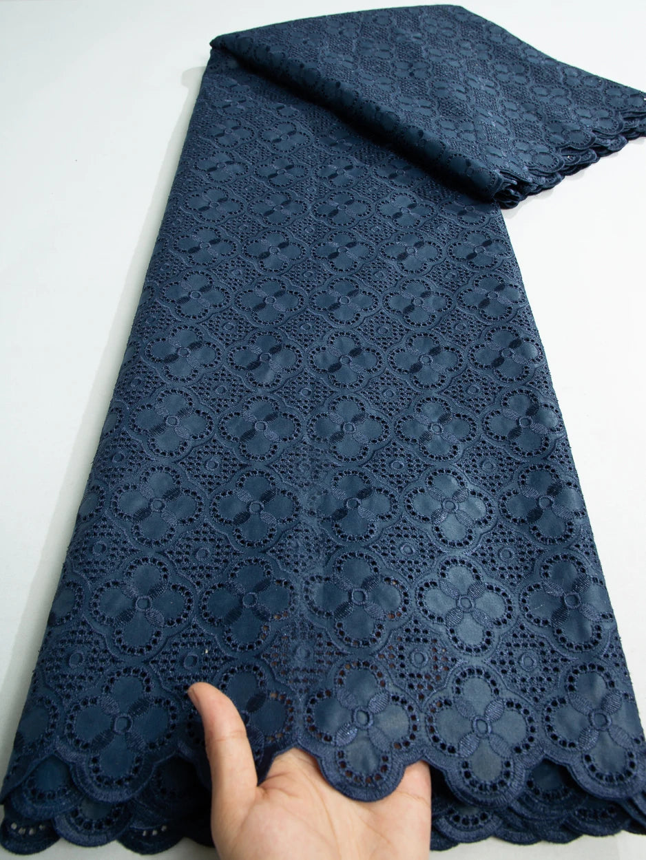 African Swiss Voile Cotton Lace Fabric – 5 Yards | Nigerian Embroidered Lace for Men’s & Women’s Clothing & DIY Sewing