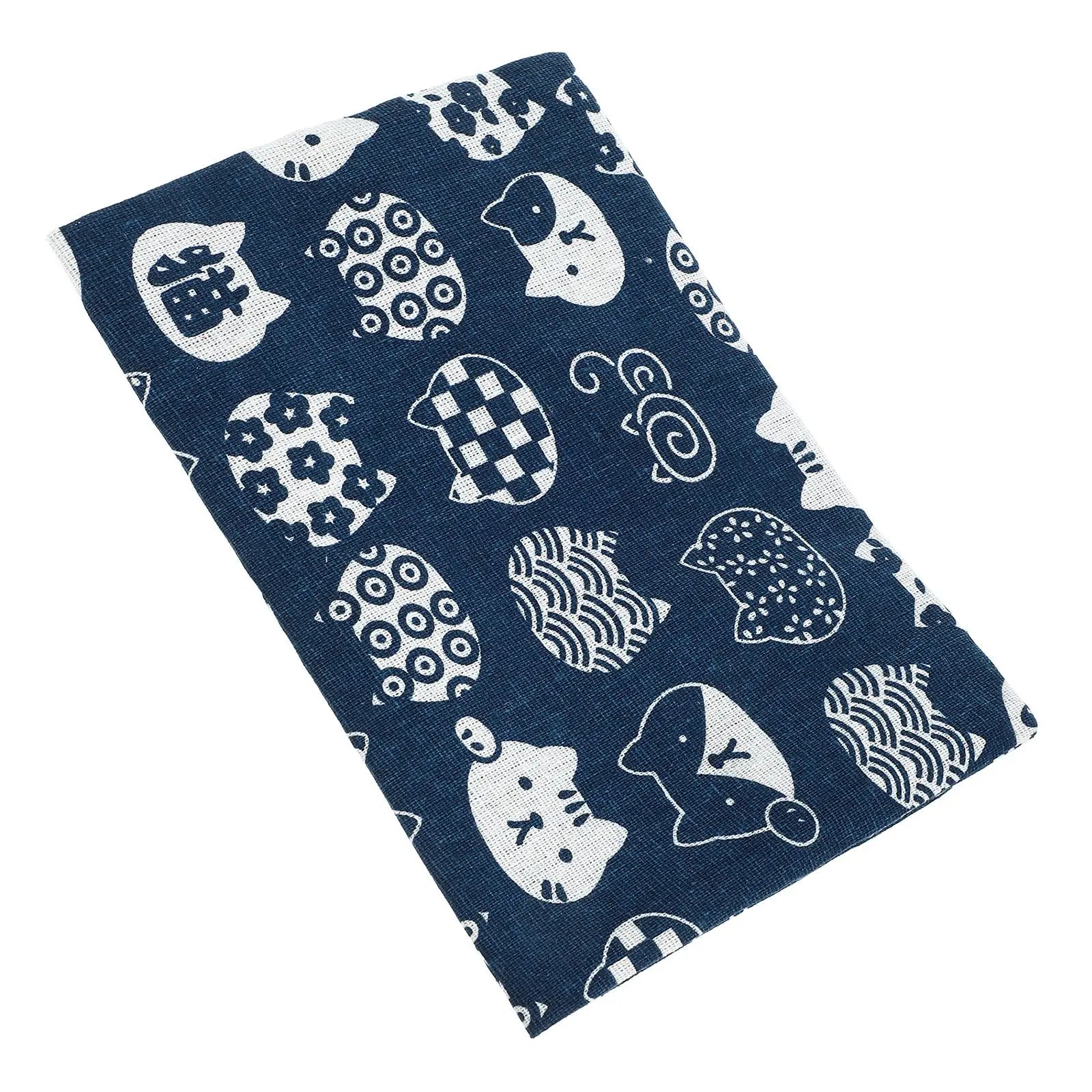 Blue Fabric Book Cover Protector – Reusable Cloth Sleeve for Hardcover Books, Diaries & Textbooks