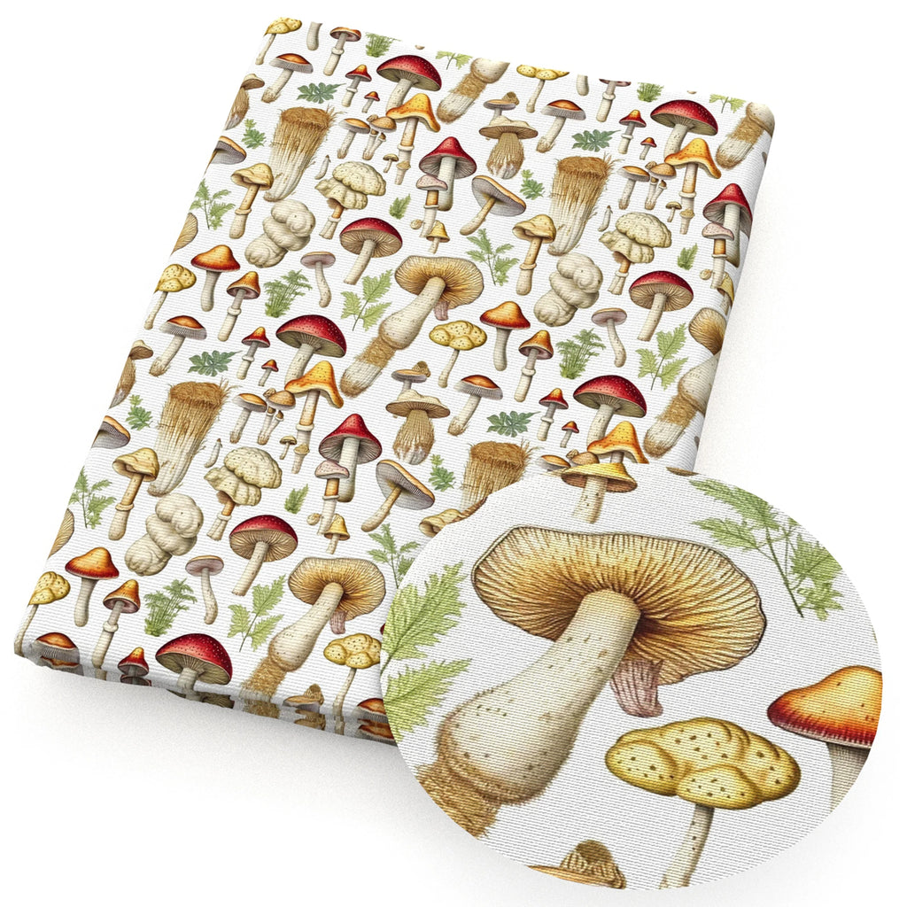 Mushroom & Animals Print Cotton Fabric — 50×145cm Half Meter | Quilting & Patchwork