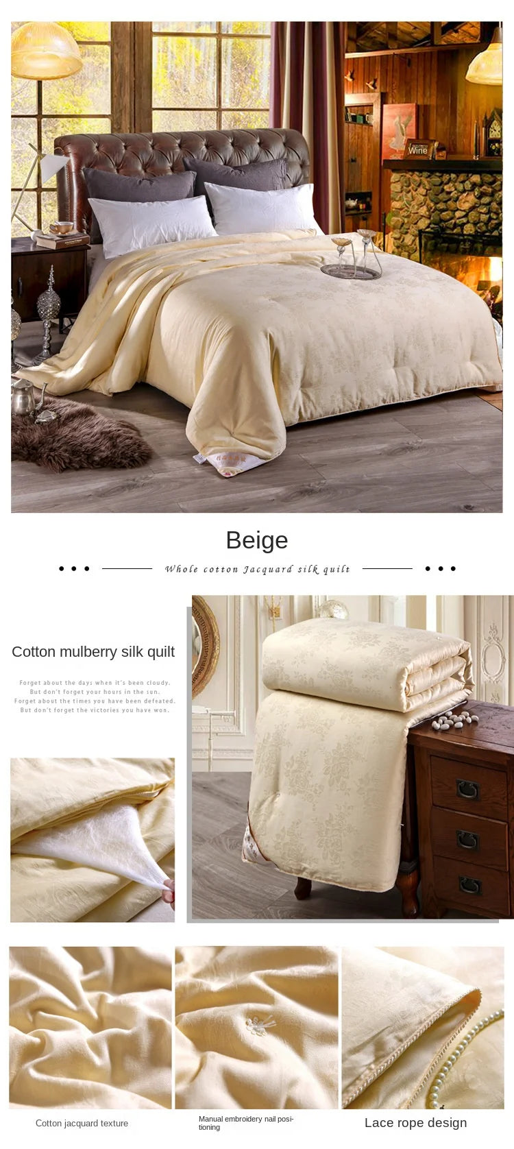 100% Natural Mulberry Silk Comforter — All-Season Quilted Blanket