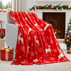 Manta de franela navideña roja de invierno, suave y cómoda para sofá, cálida manta de felpa navideña, decoración navideña, mantas multifuncionales