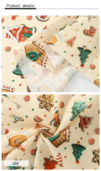 Tela estampada de pan de jengibre navideño y festivo – 100% poliéster, 150 cm de ancho