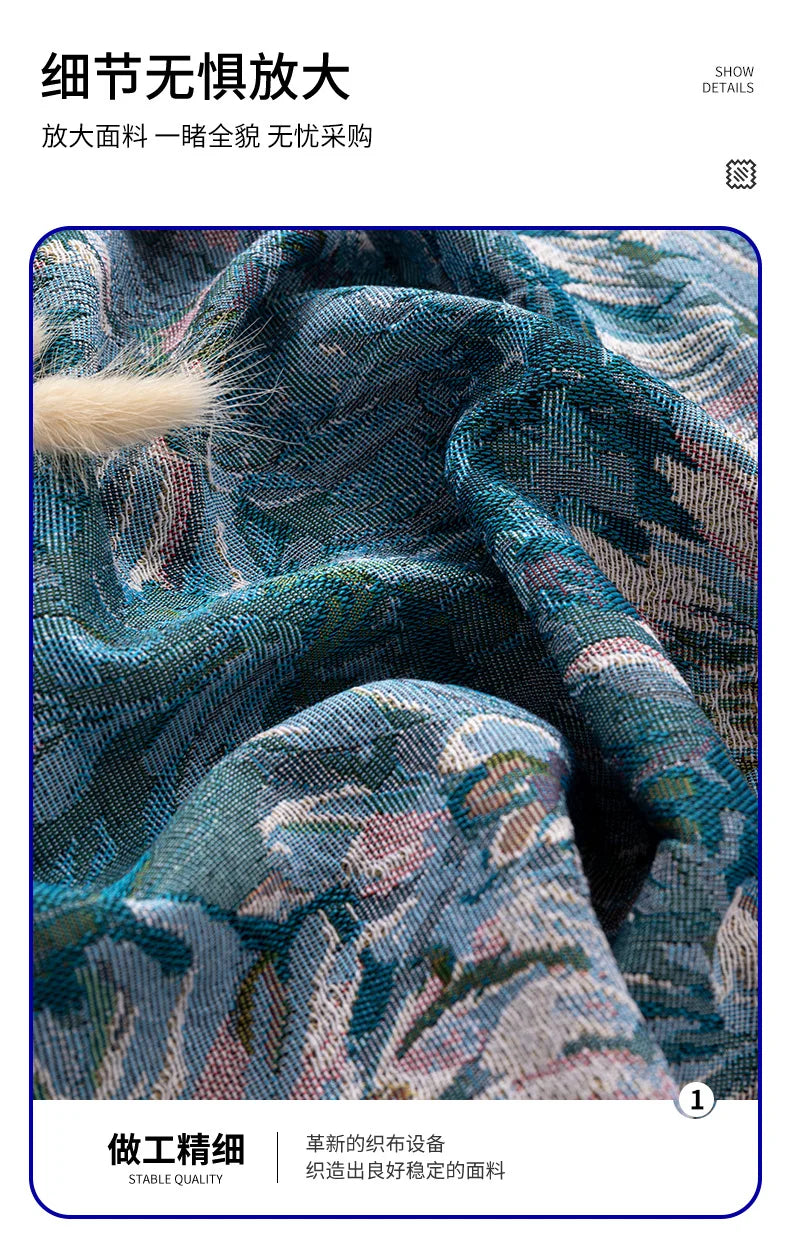 Monet Oil Painting Jacquard Fabric by the Meter | 146cm Wide | Home Décor & Sewing