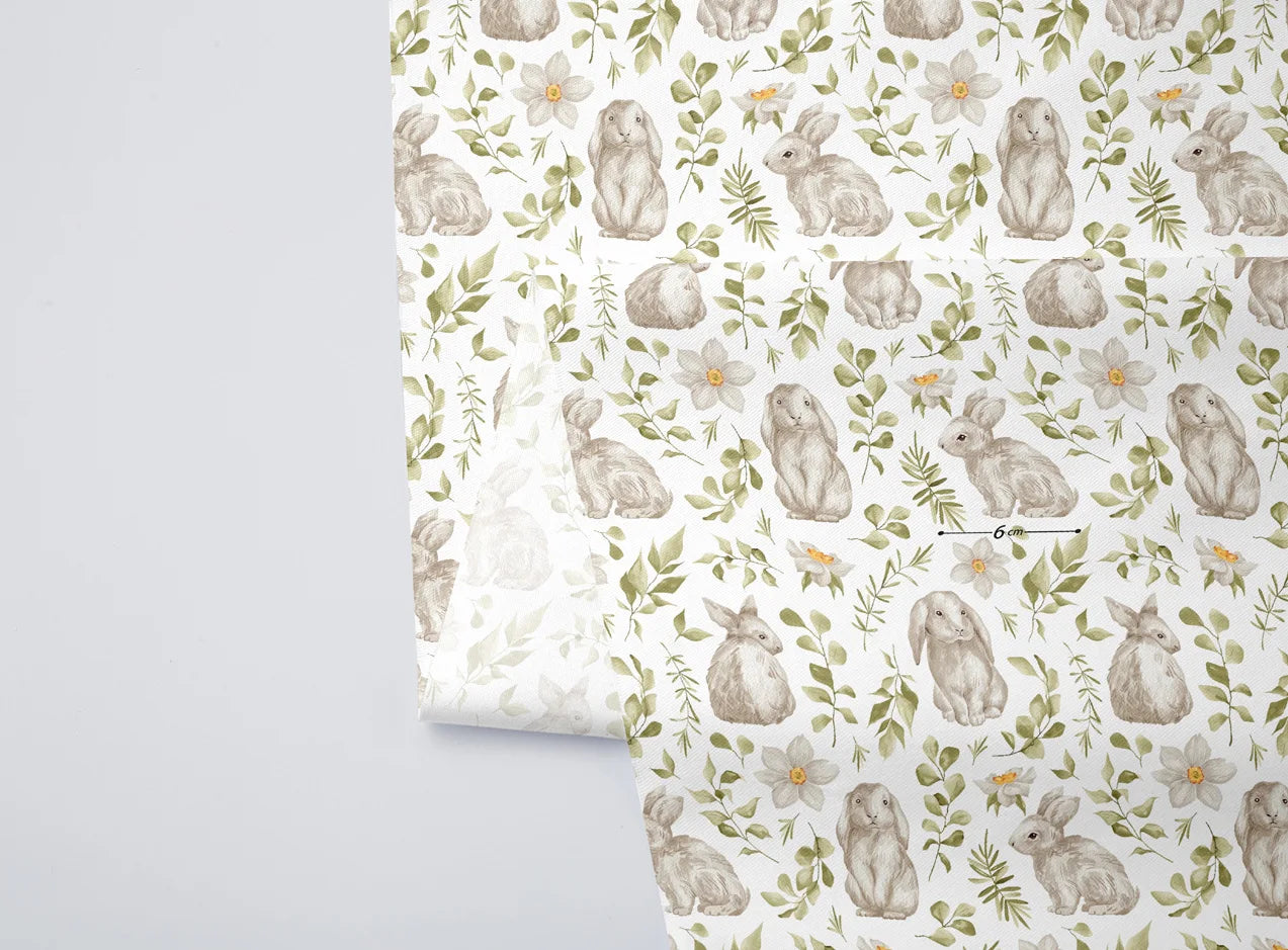 Rabbit Print Twill Cotton Fabric – 160cm Wide, Per 50cm