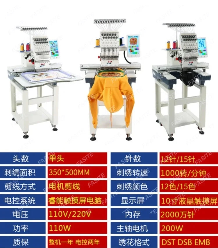 Boutique Commercial Embroidery Machine – 9/12 Needle, Multiple Hoop Sizes, Electric Benchtop